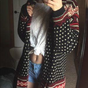 Vintage Oversized Aztec Sweater Cardigan